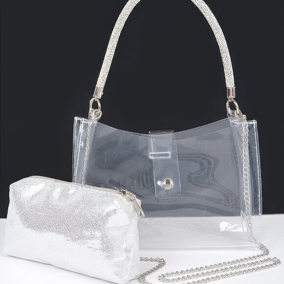 Clear Small Hobo Bag W/rhinestone Handle - Picture 7 of 7